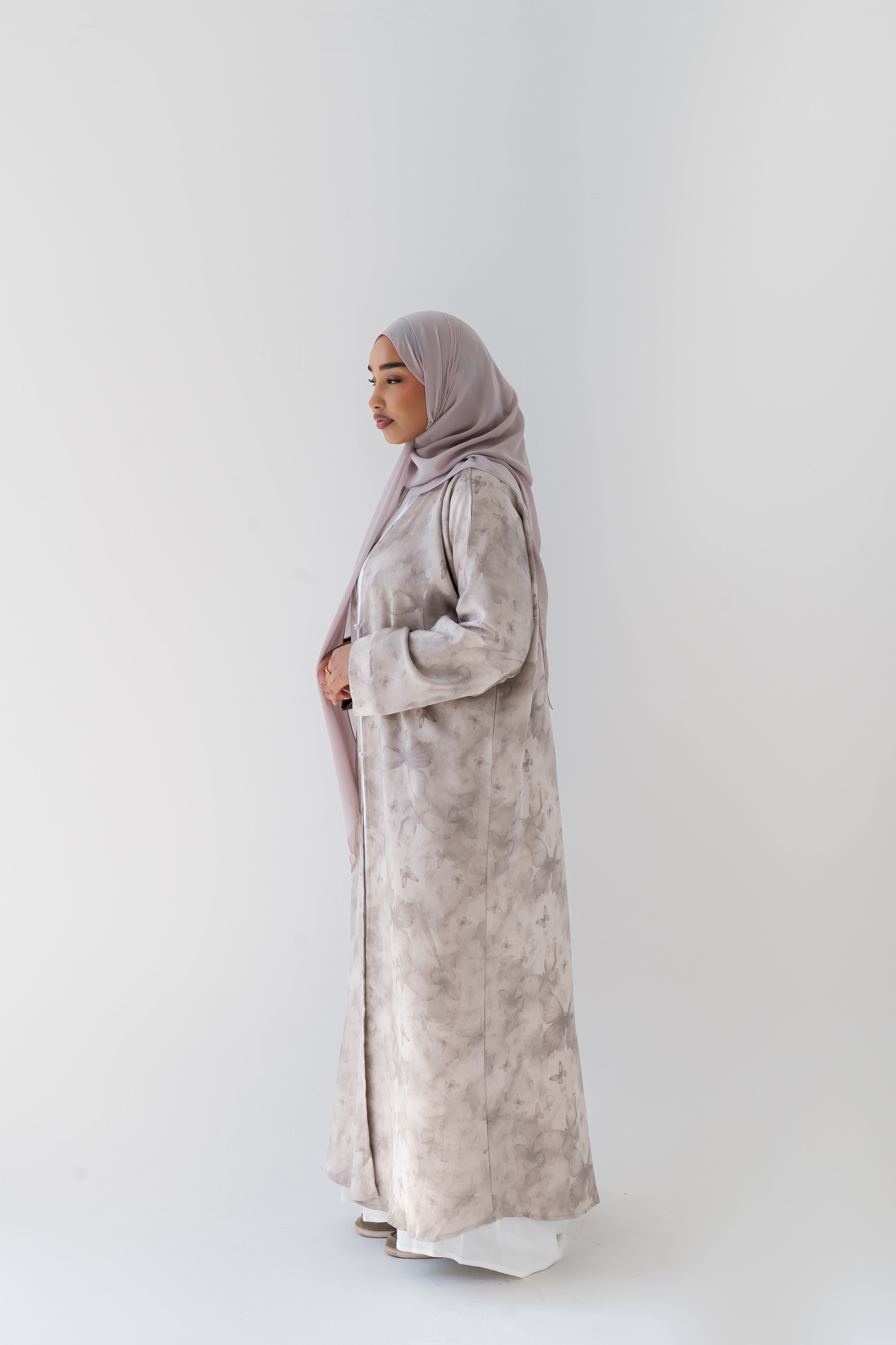 Ethereal Sandstone Silk Abaya