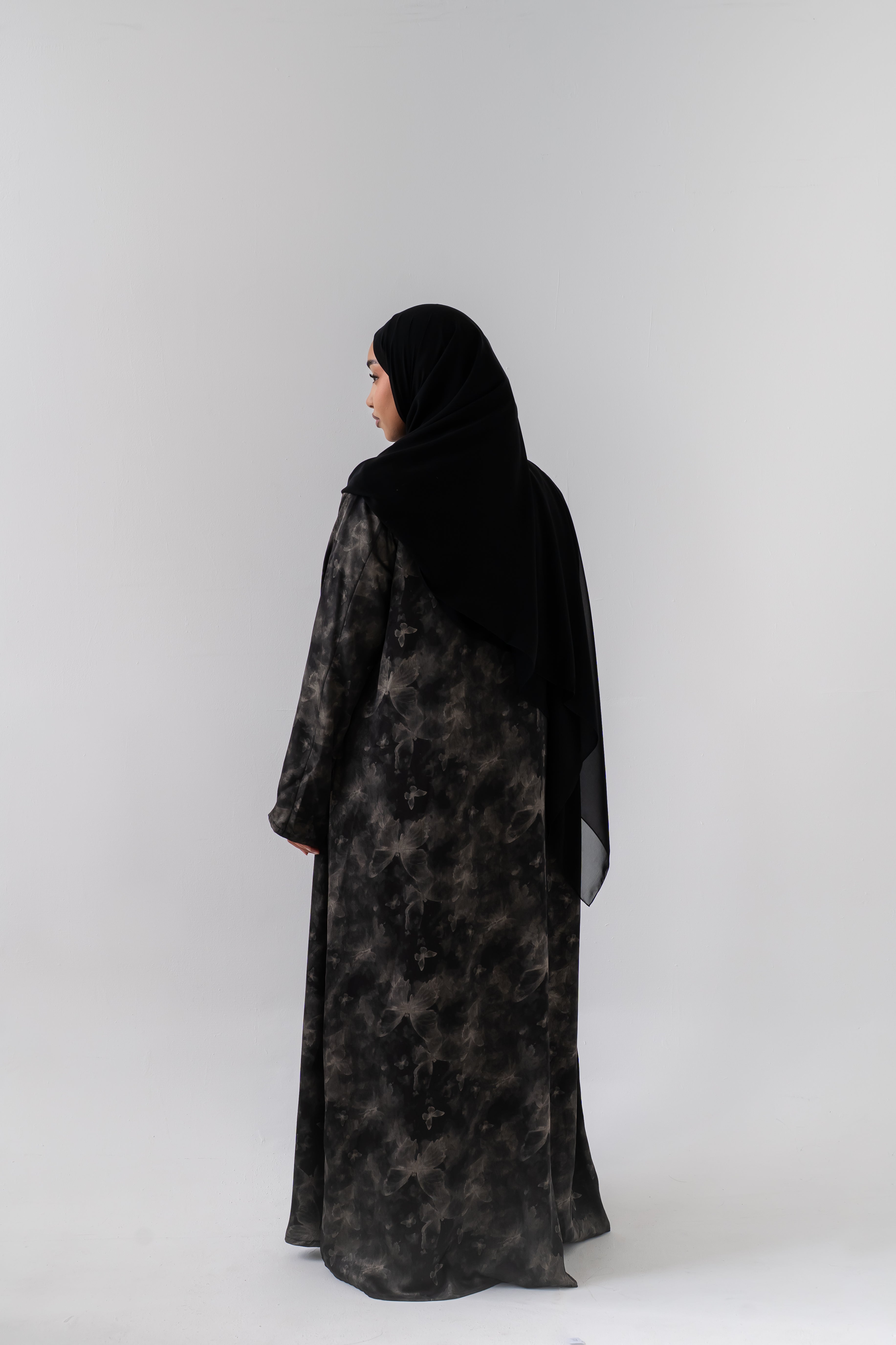 Midnight Smoke Velvet Abaya