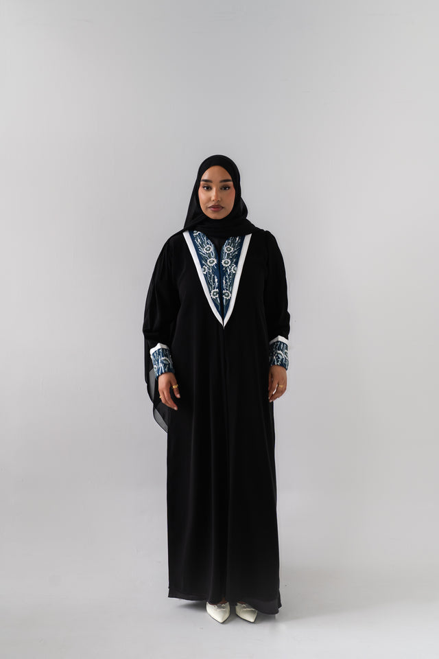 Layali AlQuds Midnight Embroidered Abaya