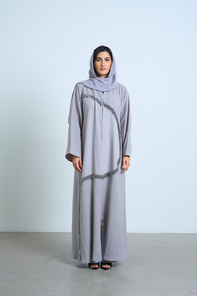 Silver Mist Embellished Abaya