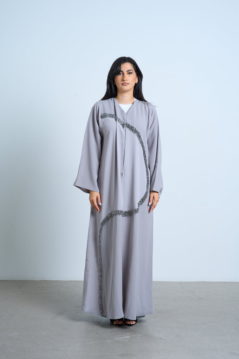 Silver Mist Embellished Abaya