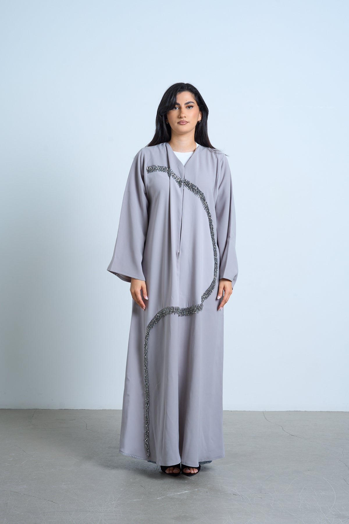 Silver Mist Embellished Abaya