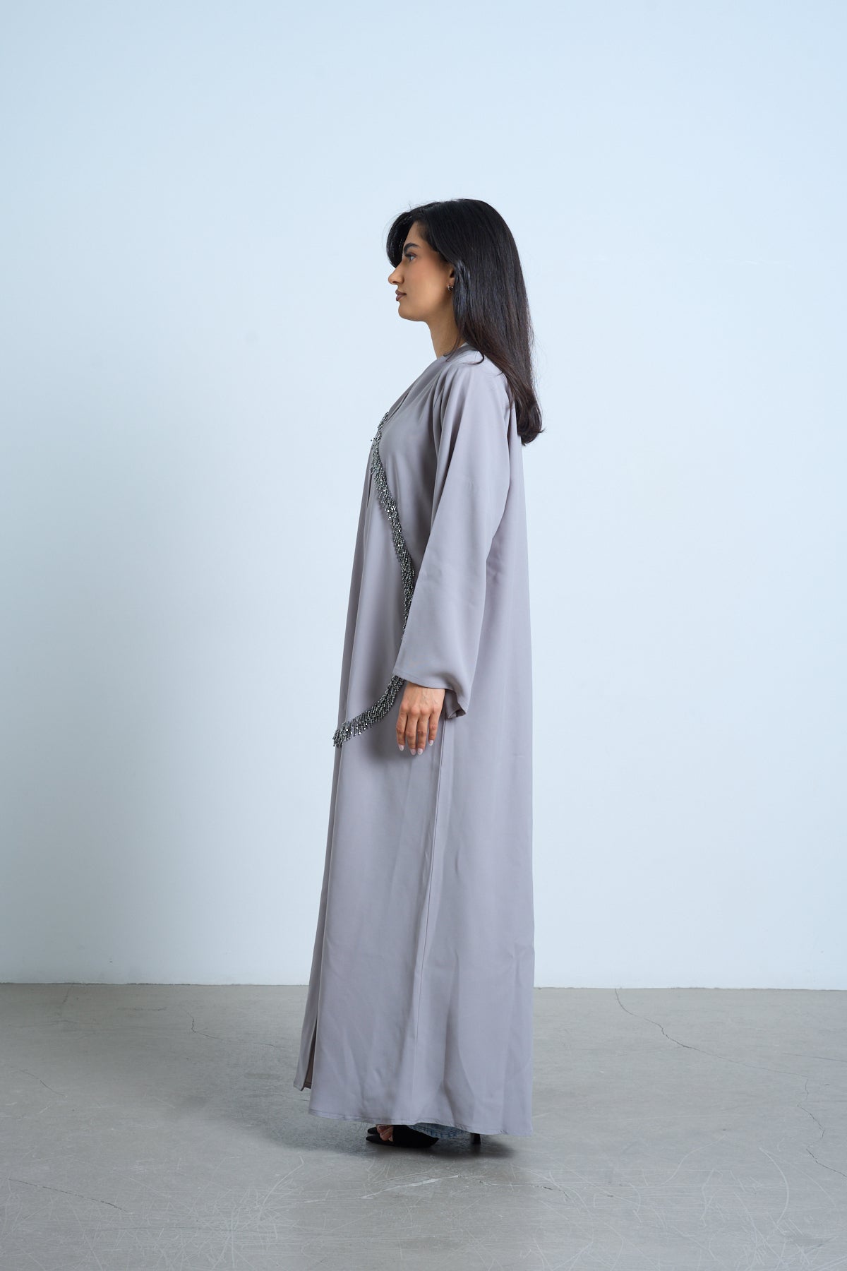 Silver Mist Embellished Abaya