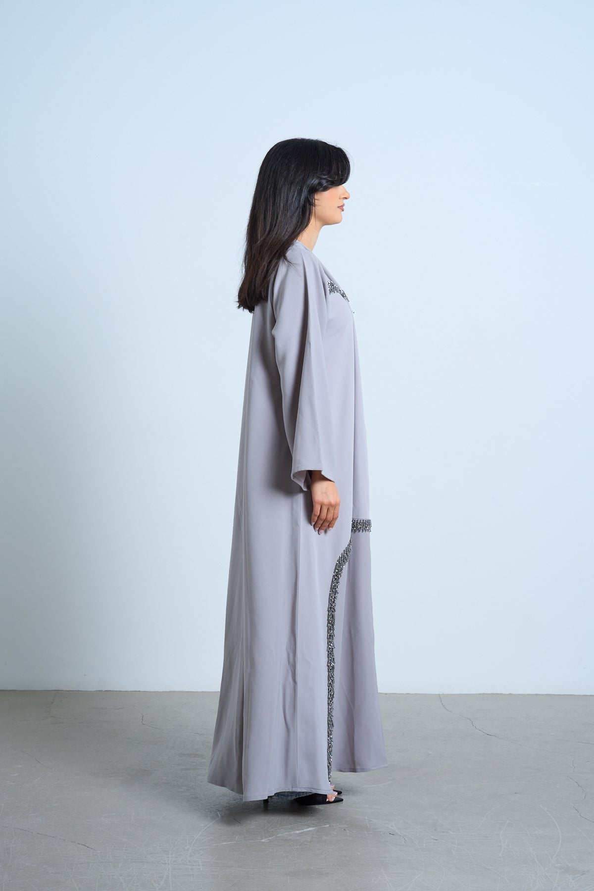 Silver Mist Embellished Abaya