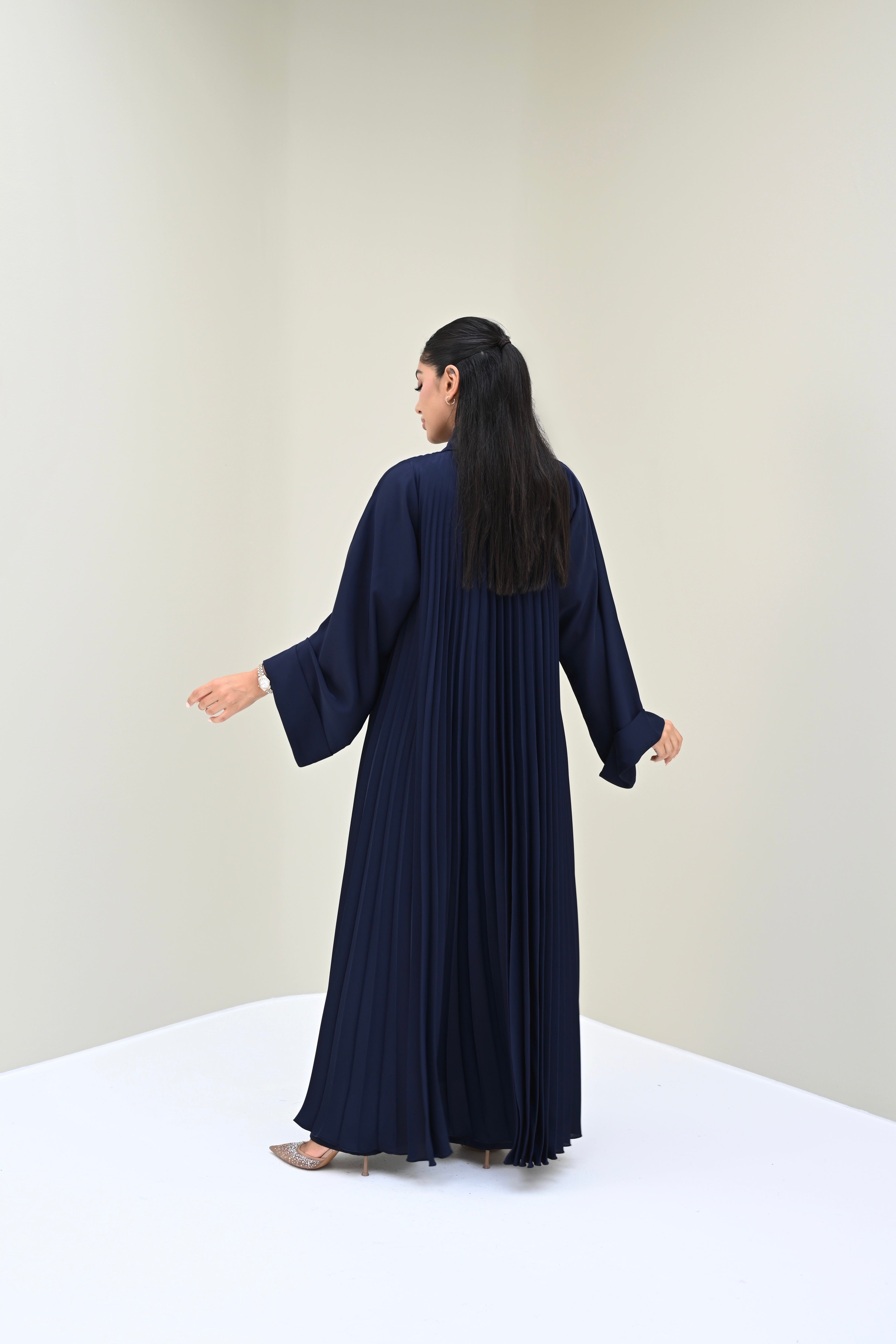 Navy Pleated Abaya