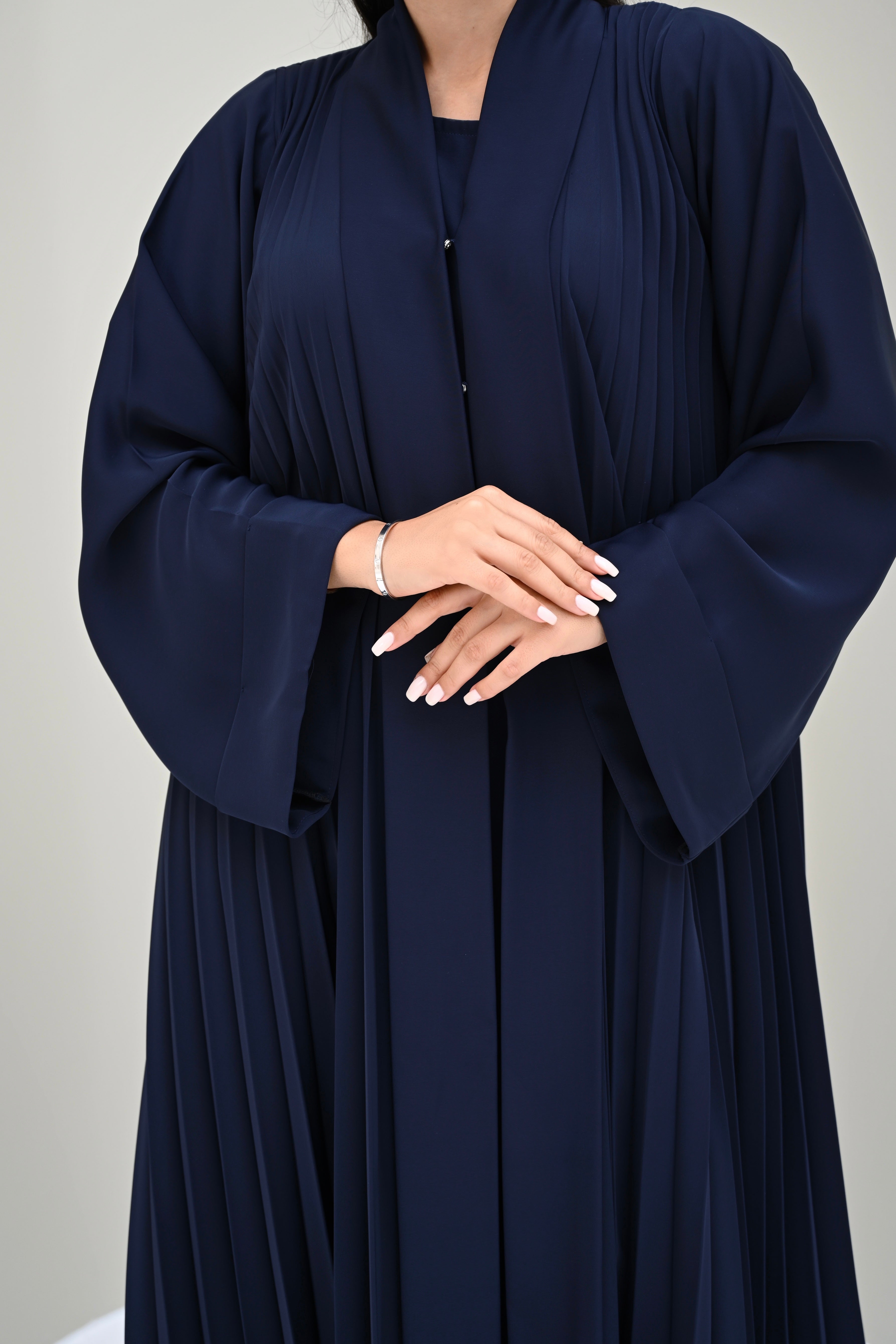 Navy Pleated Abaya