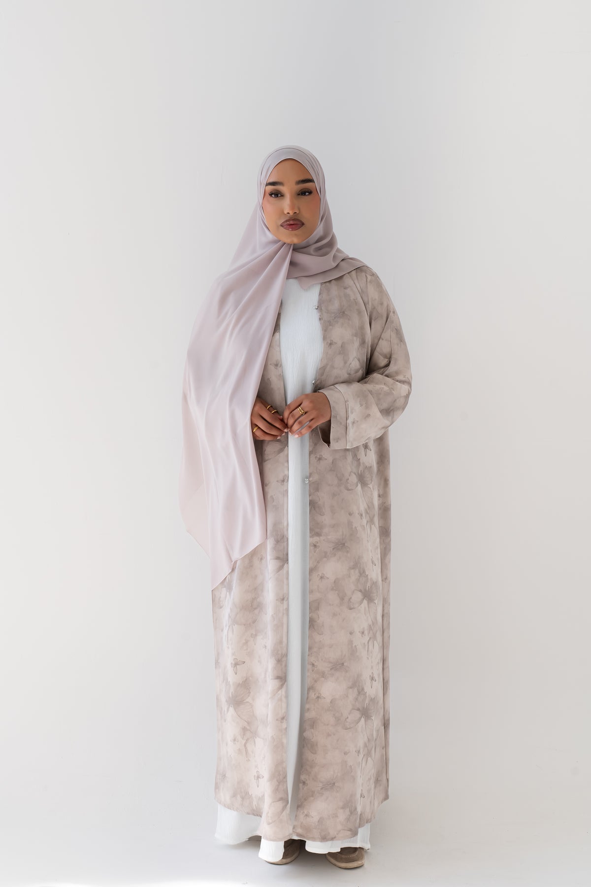 Ethereal Sandstone Silk Abaya
