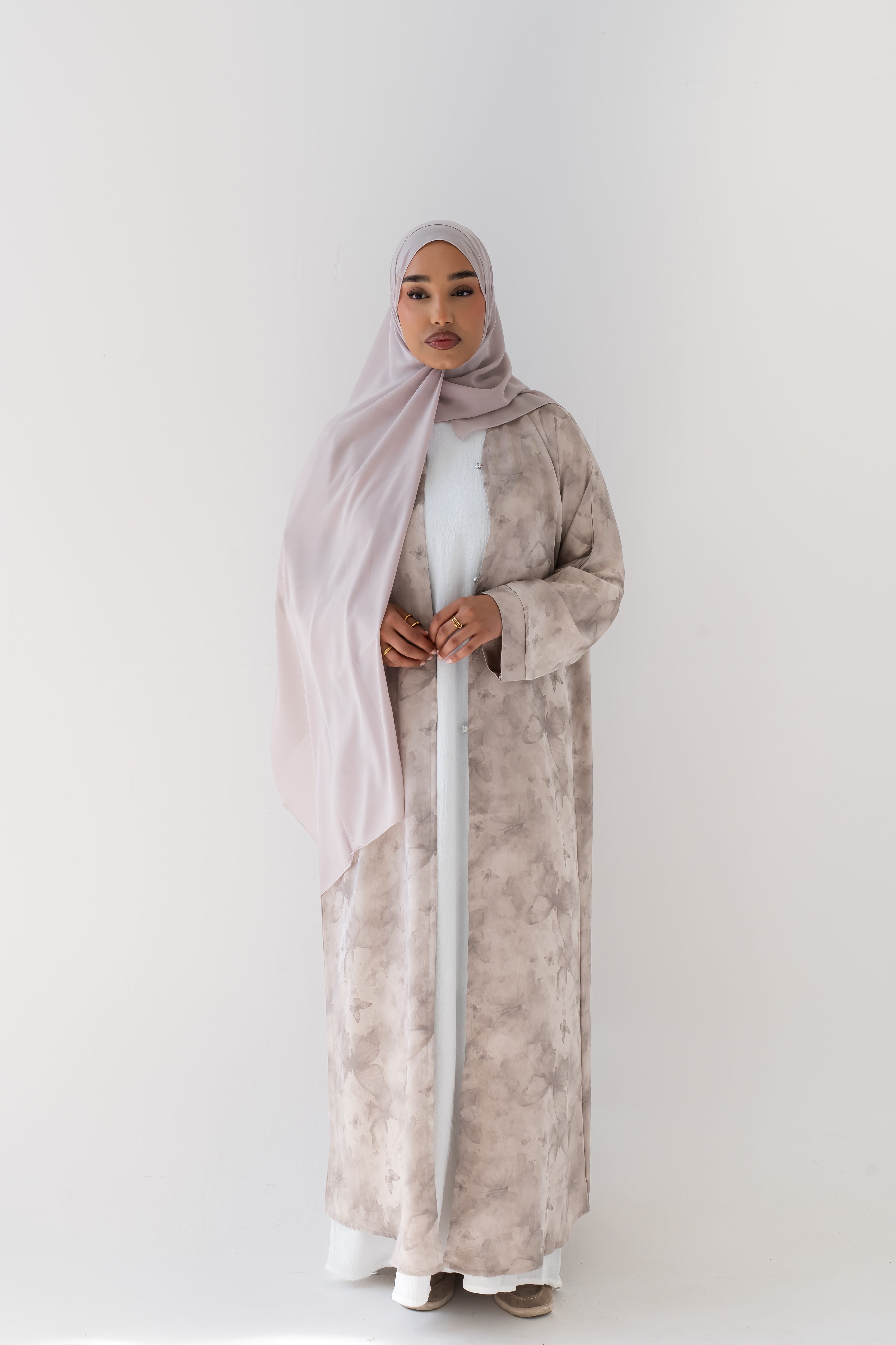 Ethereal Sandstone Silk Abaya
