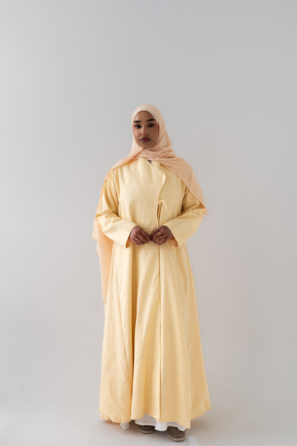 Butter Yellow Luxe Textured Abaya