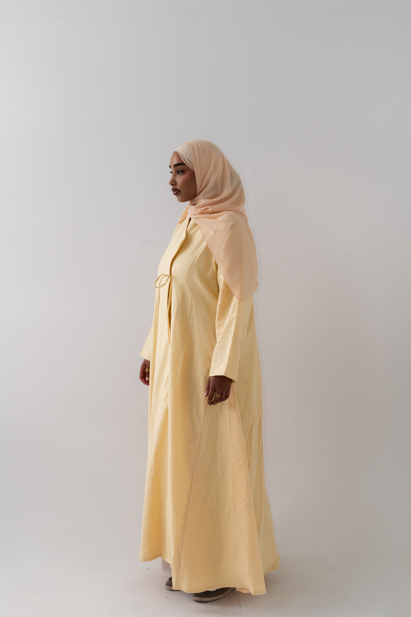 Butter Yellow Luxe Textured Abaya