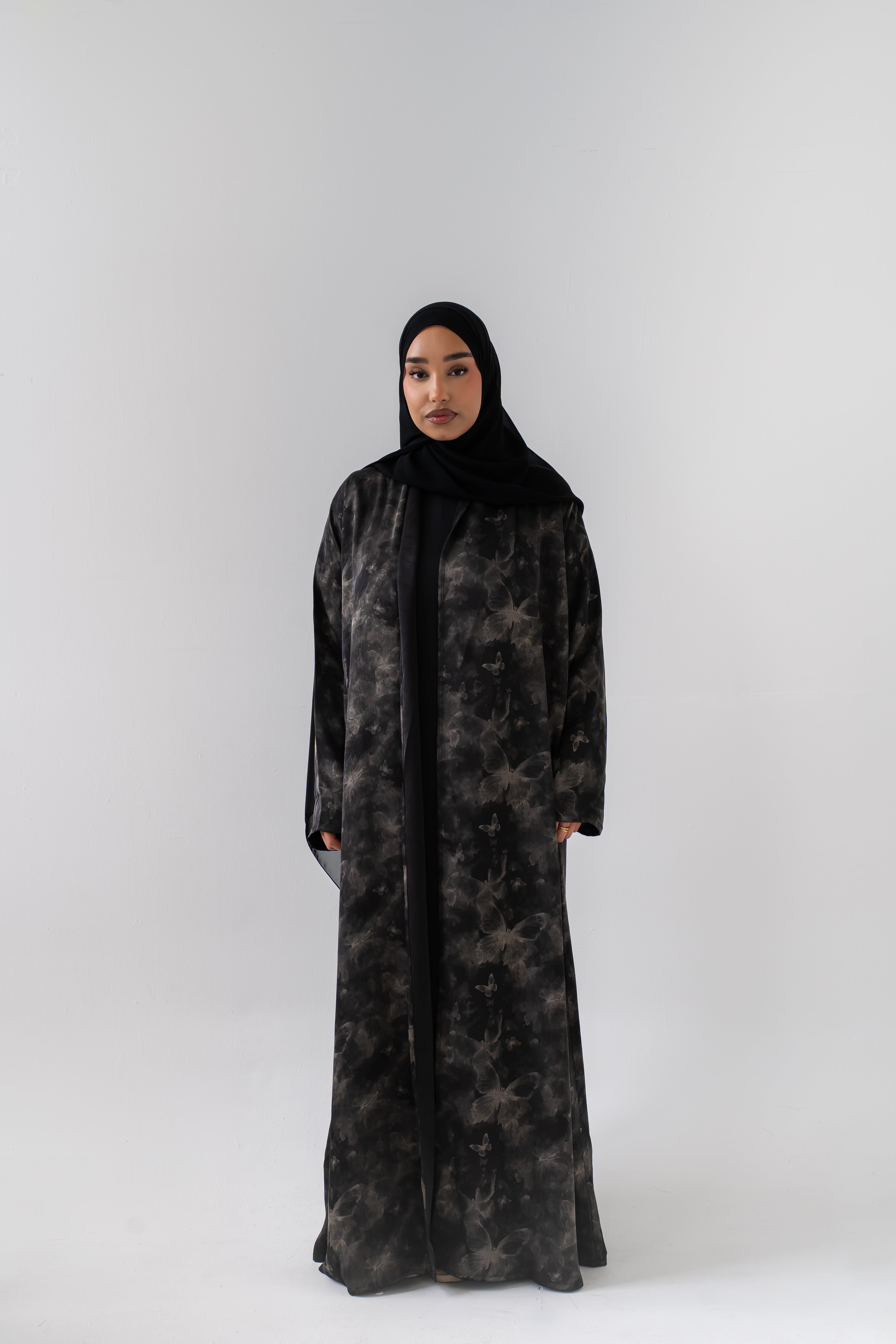 Midnight Smoke Velvet Abaya
