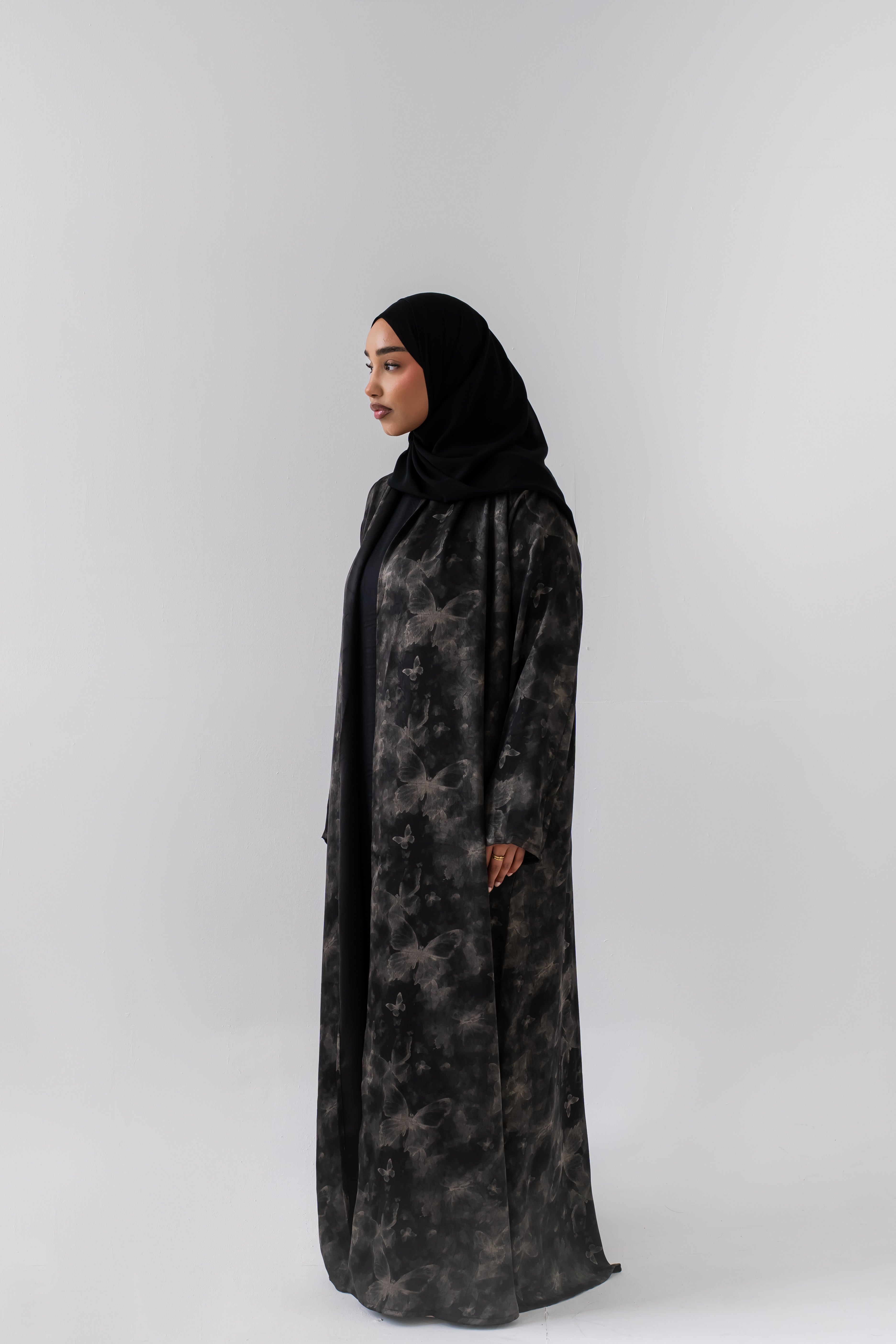 Midnight Smoke Velvet Abaya