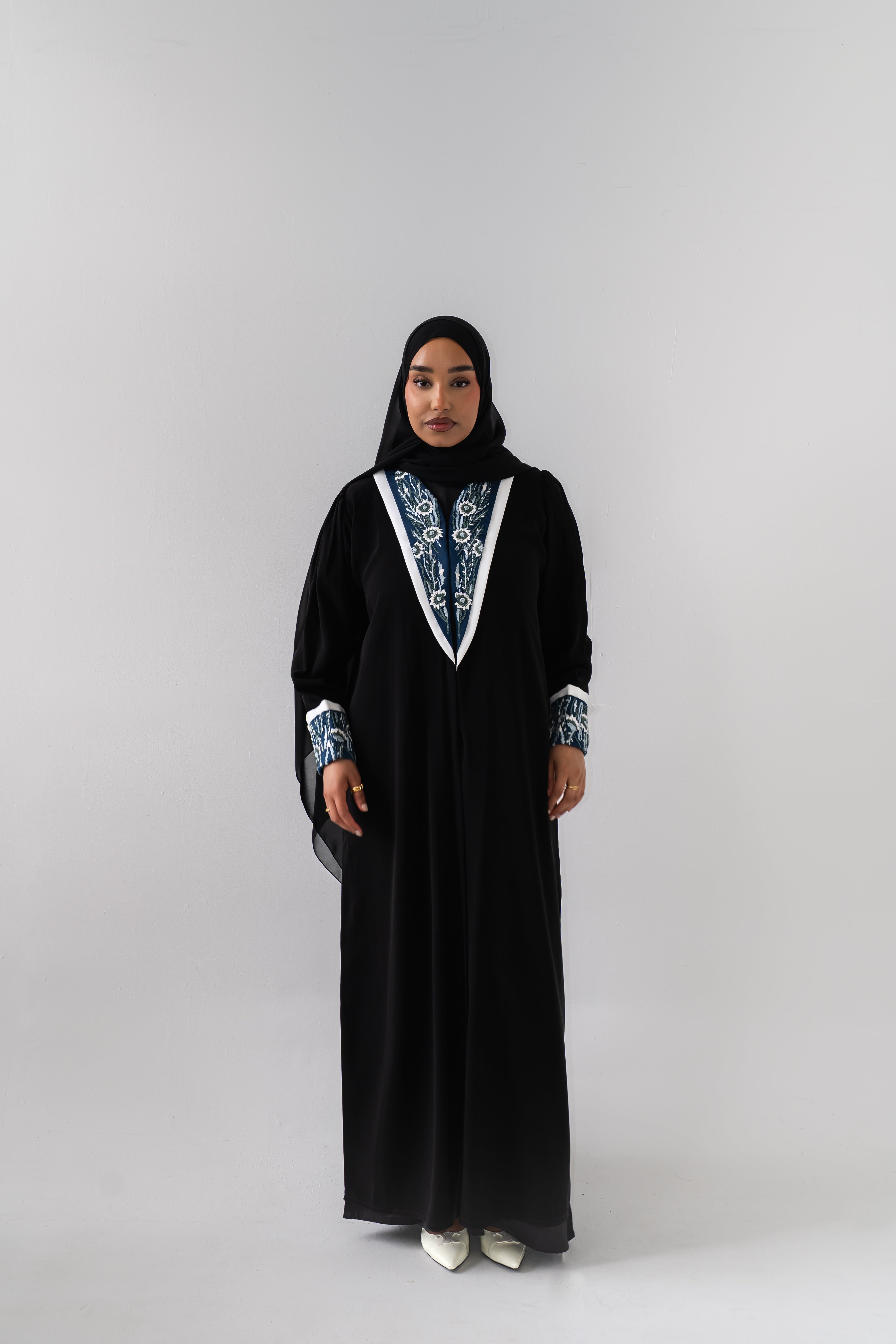 Layali AlQuds Midnight Embroidered Abaya