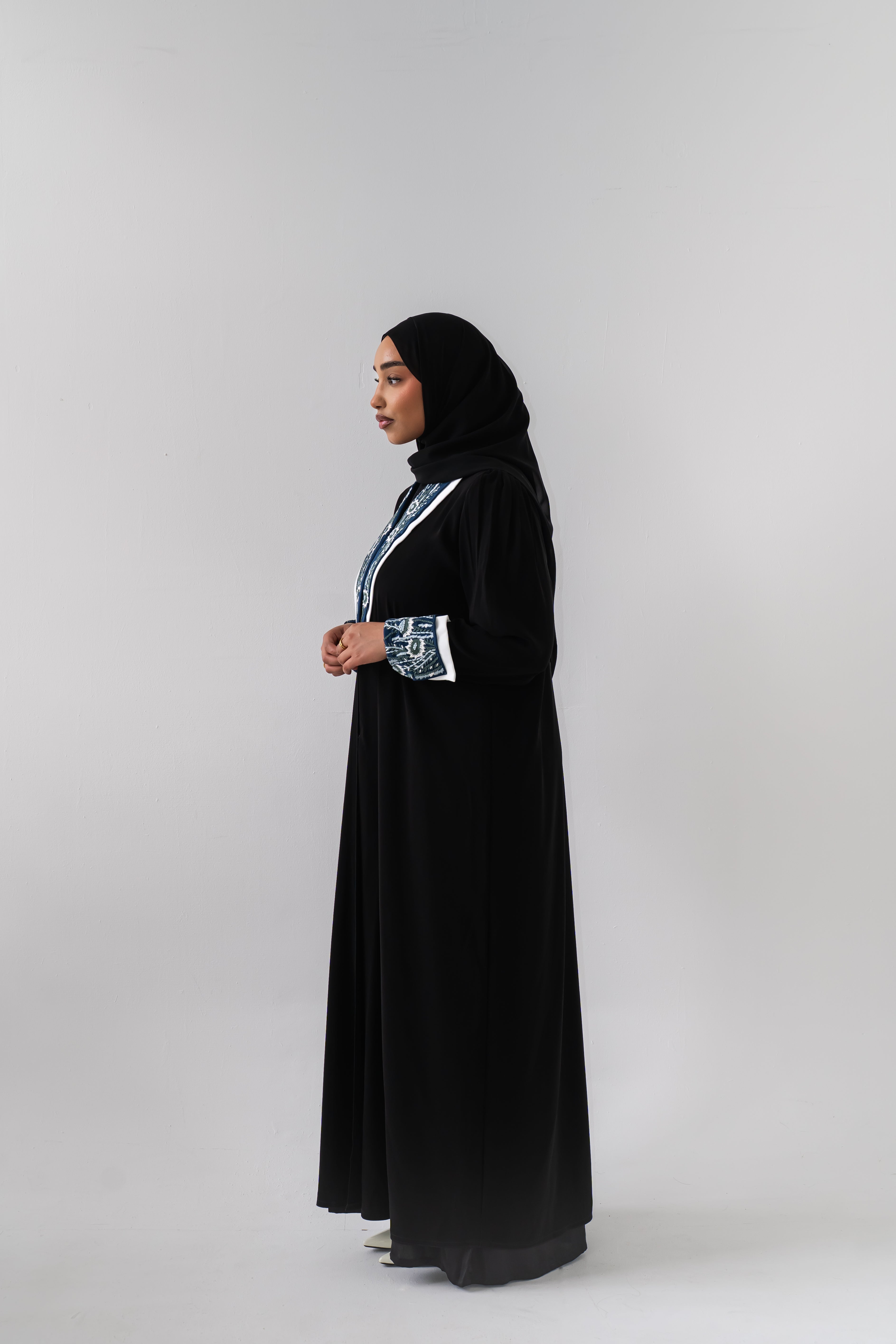 Layali AlQuds Midnight Embroidered Abaya