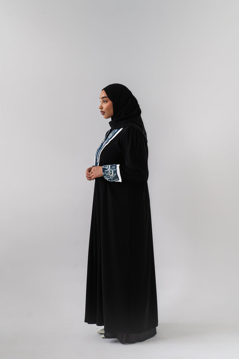 Layali AlQuds Midnight Embroidered Abaya