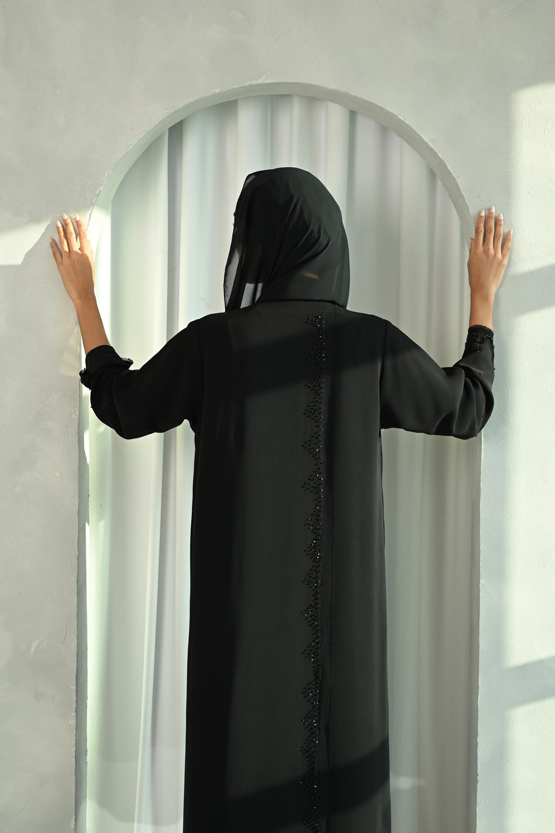 Classic Black Abaya with Subtle Embellished Details