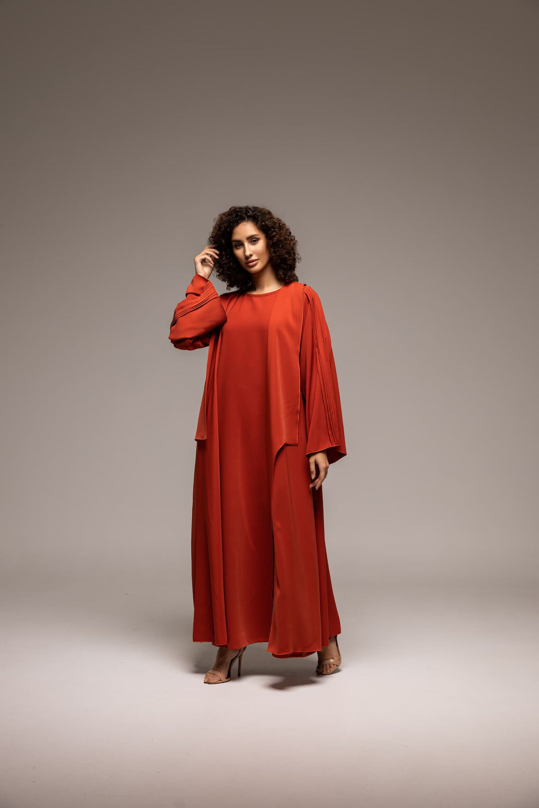 Rustic Sienna Flowing Abaya with Elegant Simplicity