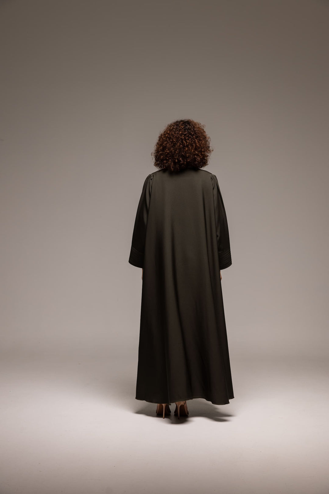 Elegant Olive Draped Abaya with Contemporary Flair