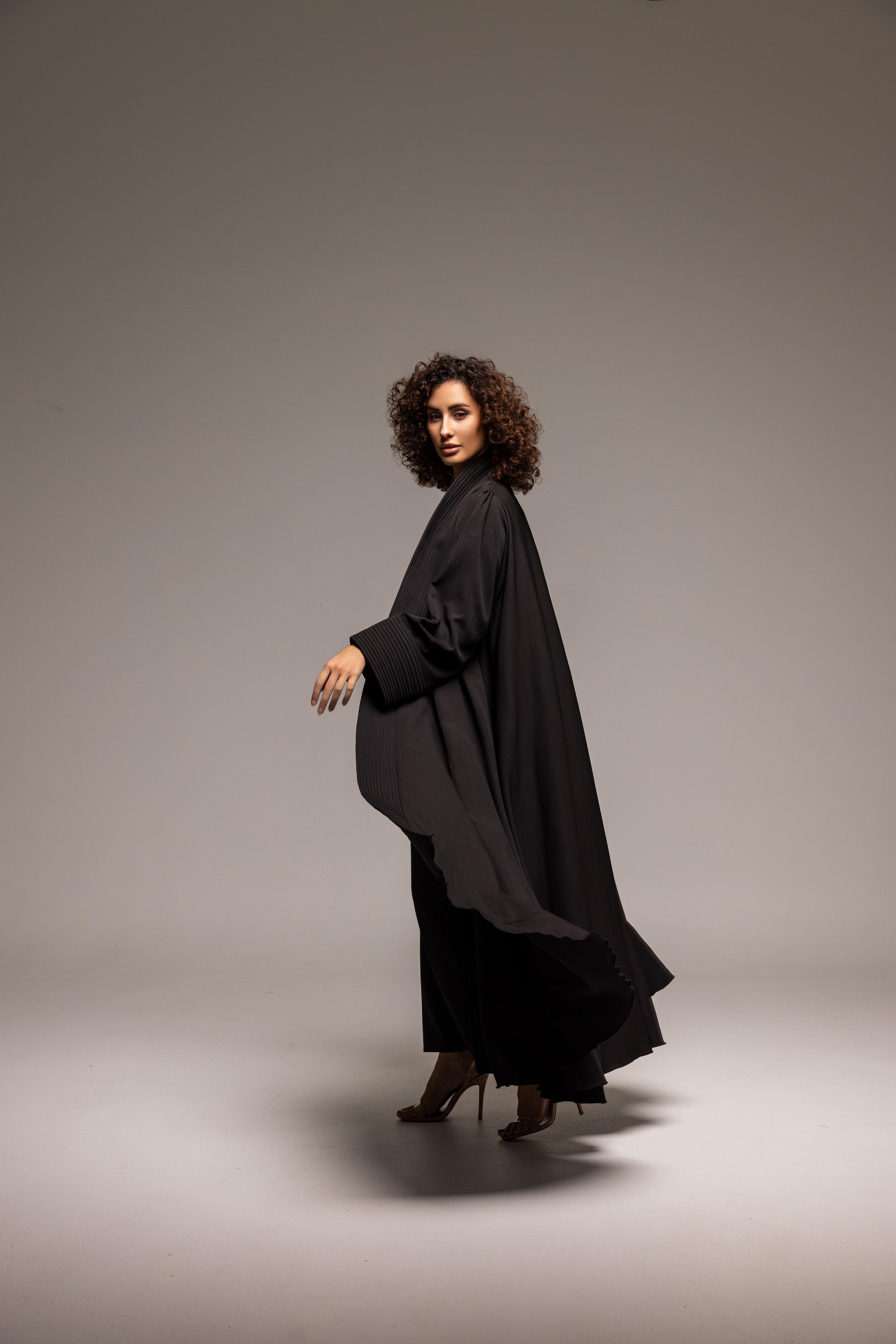 Crimson Elegance: The Luxe Draped Abaya