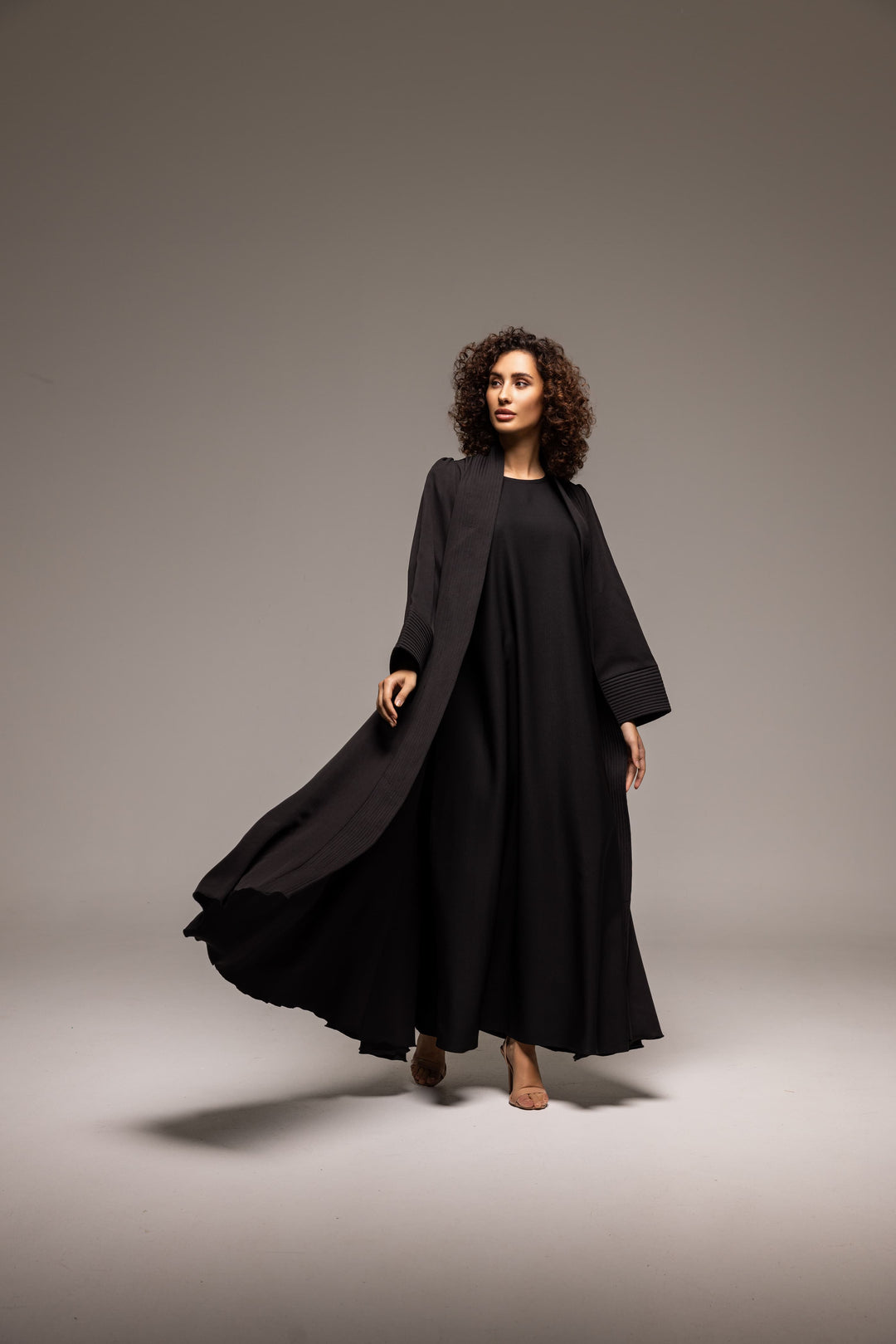 Crimson Elegance: The Luxe Draped Abaya