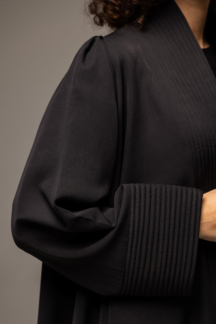 Crimson Elegance: The Luxe Draped Abaya