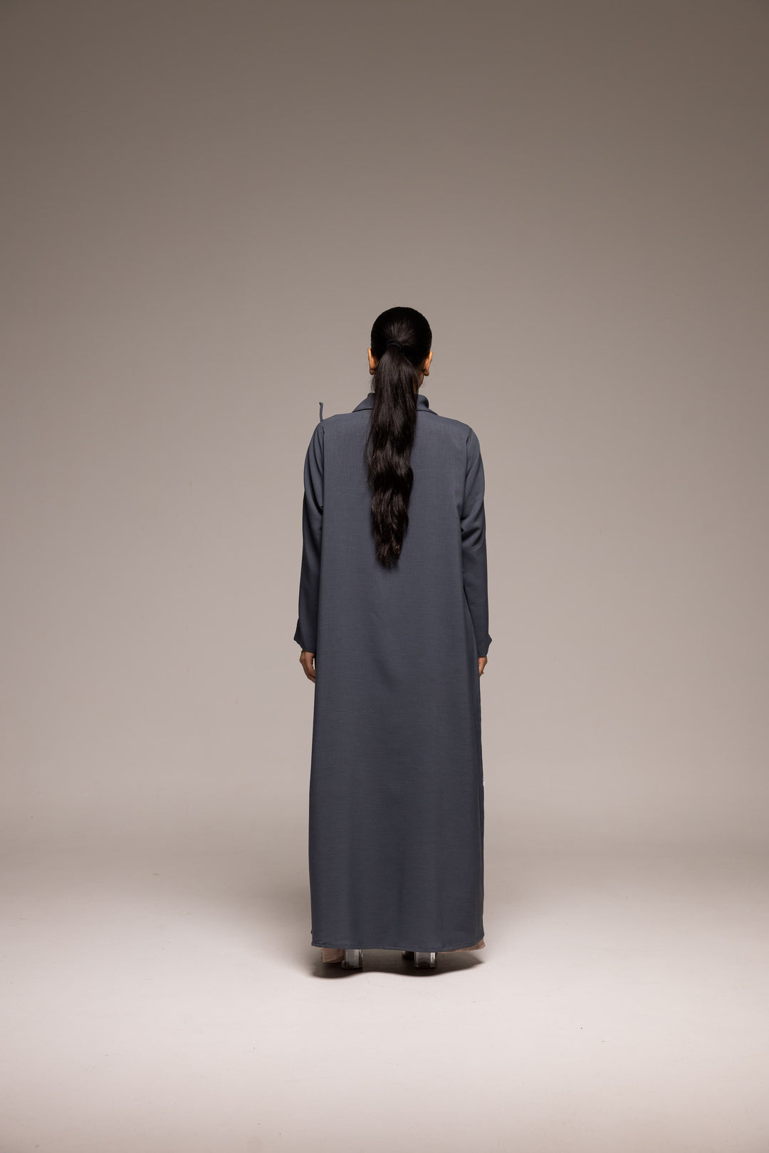 Slate Sophistication: The Wraparound Cape Abaya