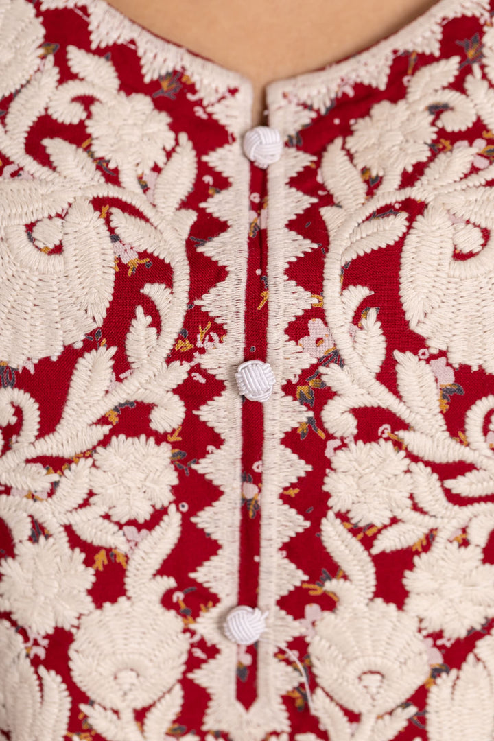 Embroidered Crimson Meadow