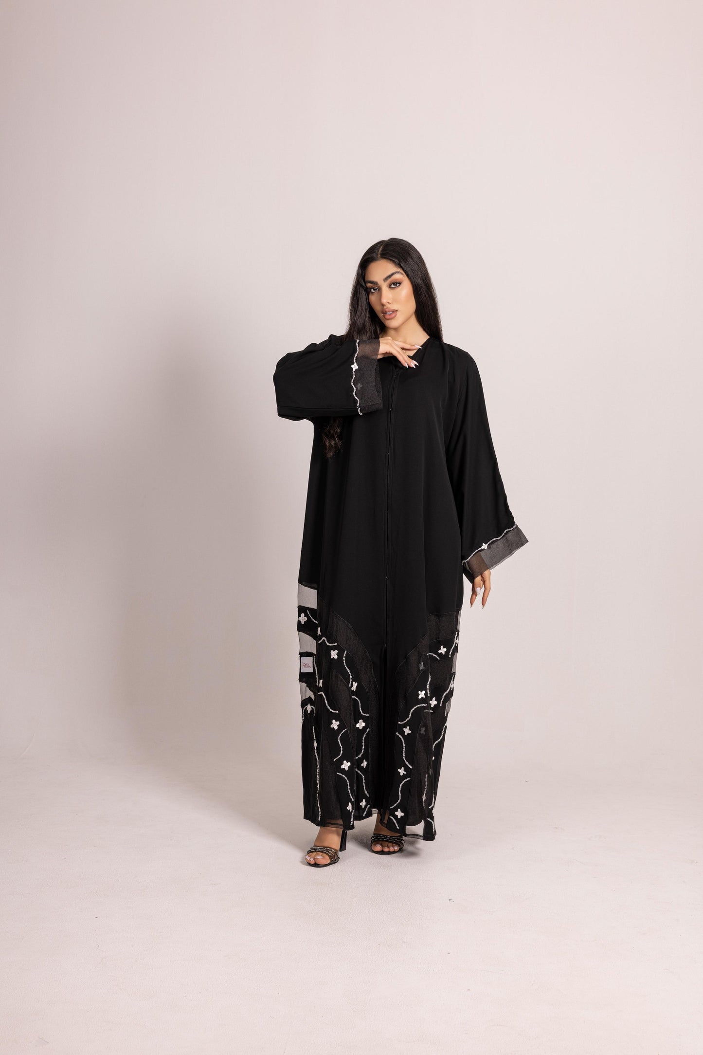 Clover Leaf Inspired Two Piece Black Abaya