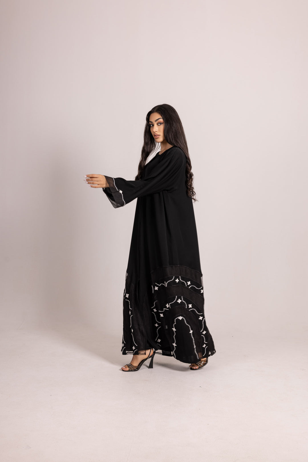 Clover Leaf Inspired Two Piece Black Abaya