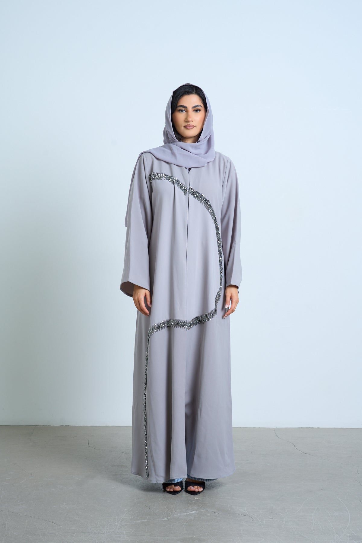 Silver Mist Embellished Abaya