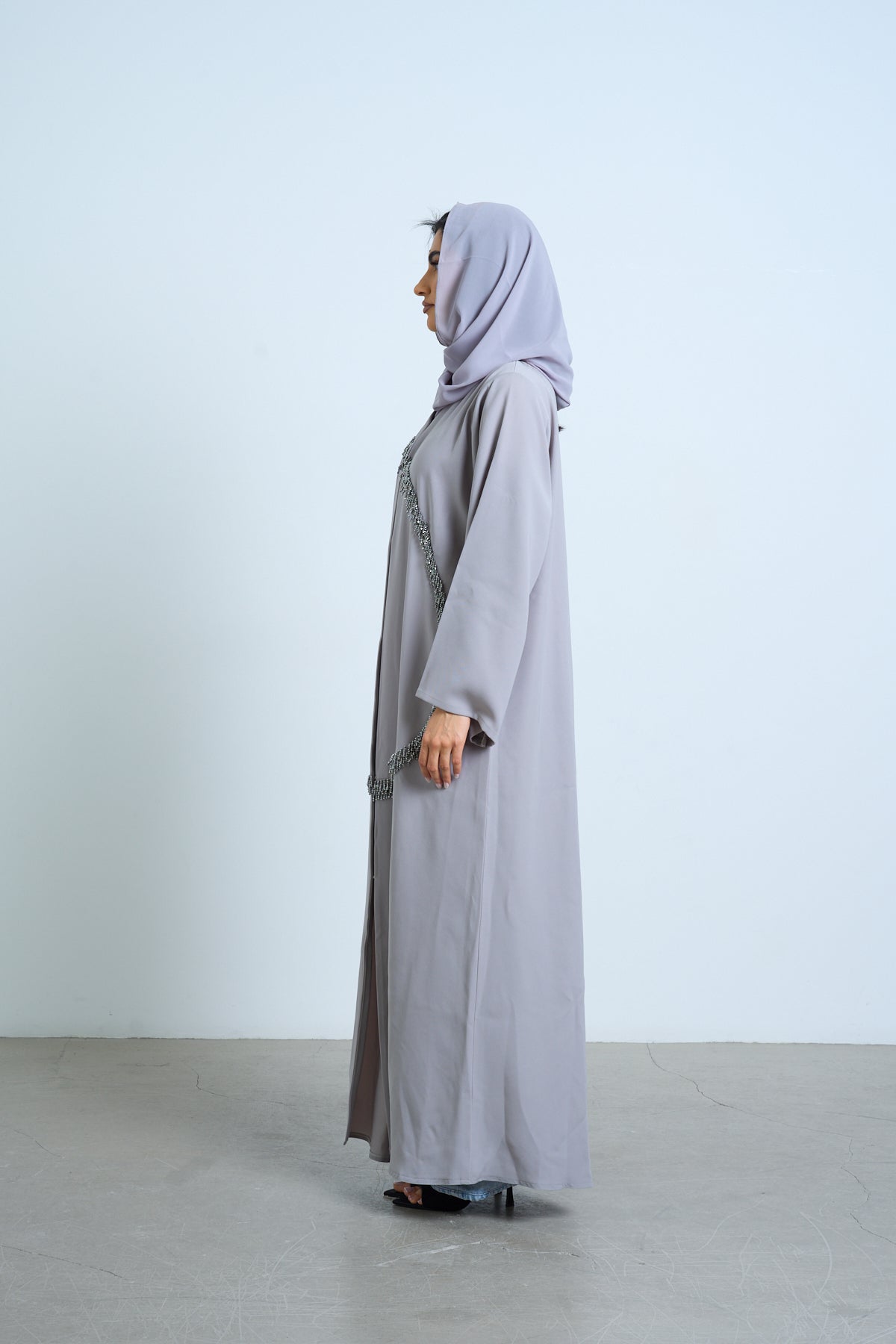 Silver Mist Embellished Abaya