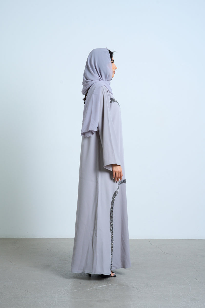 Silver Mist Embellished Abaya