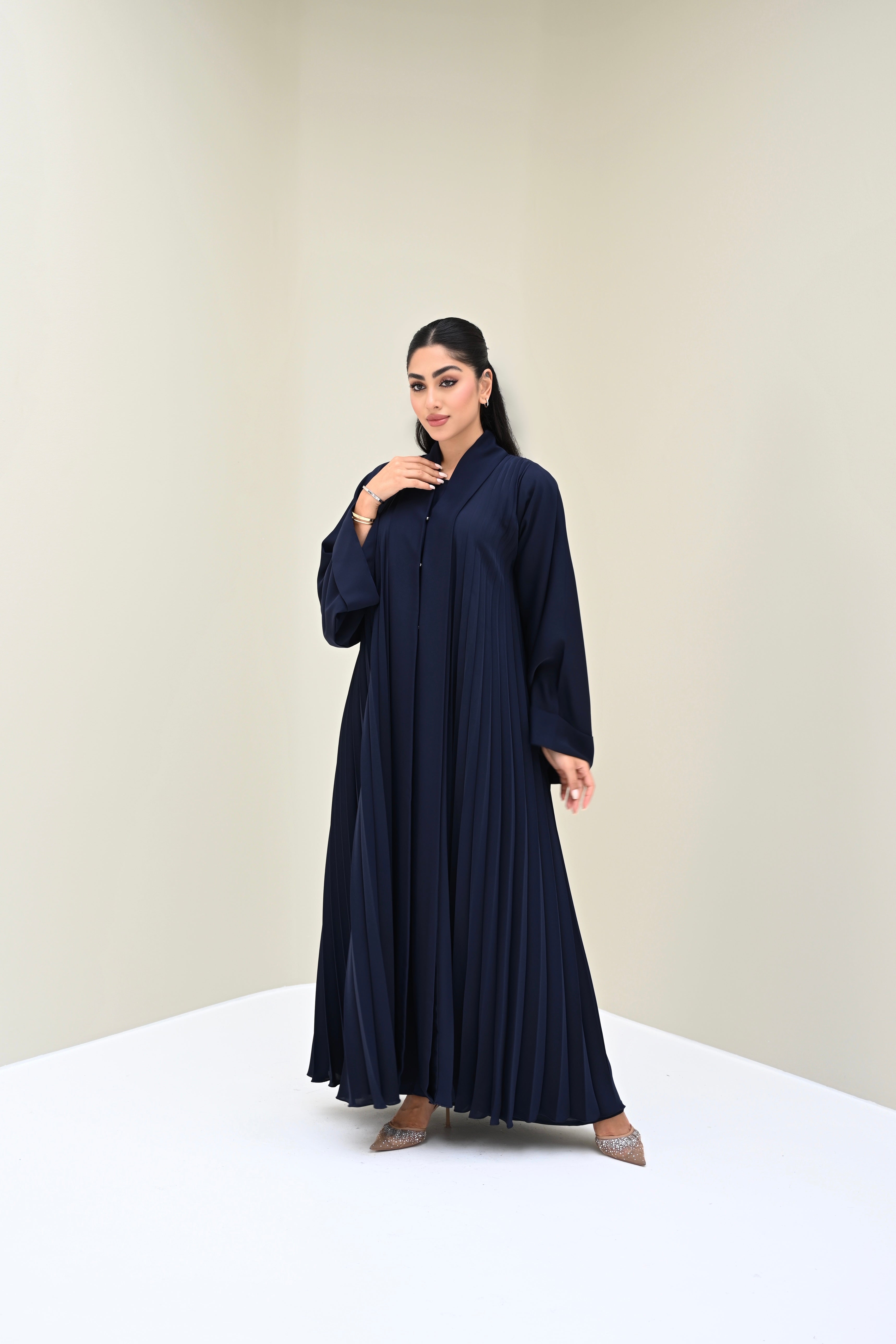 Navy Pleated Abaya