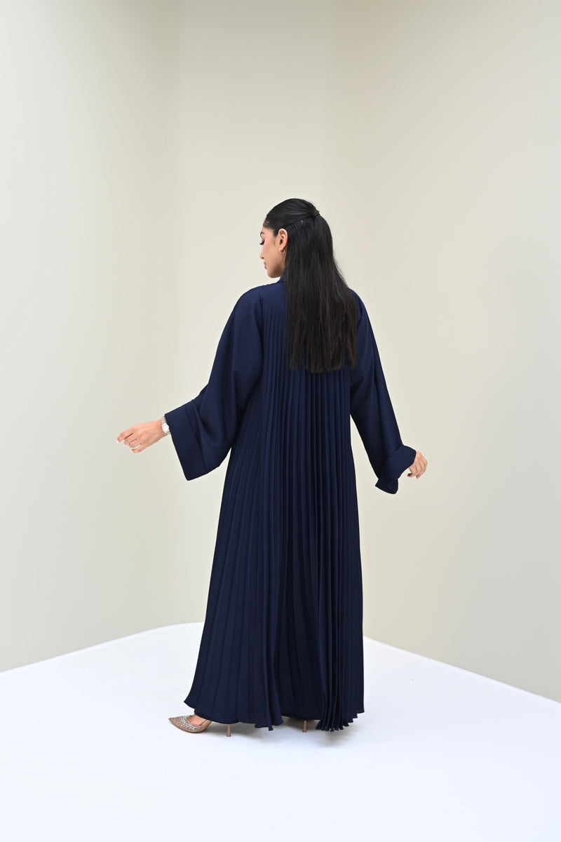 Navy Pleated Abaya