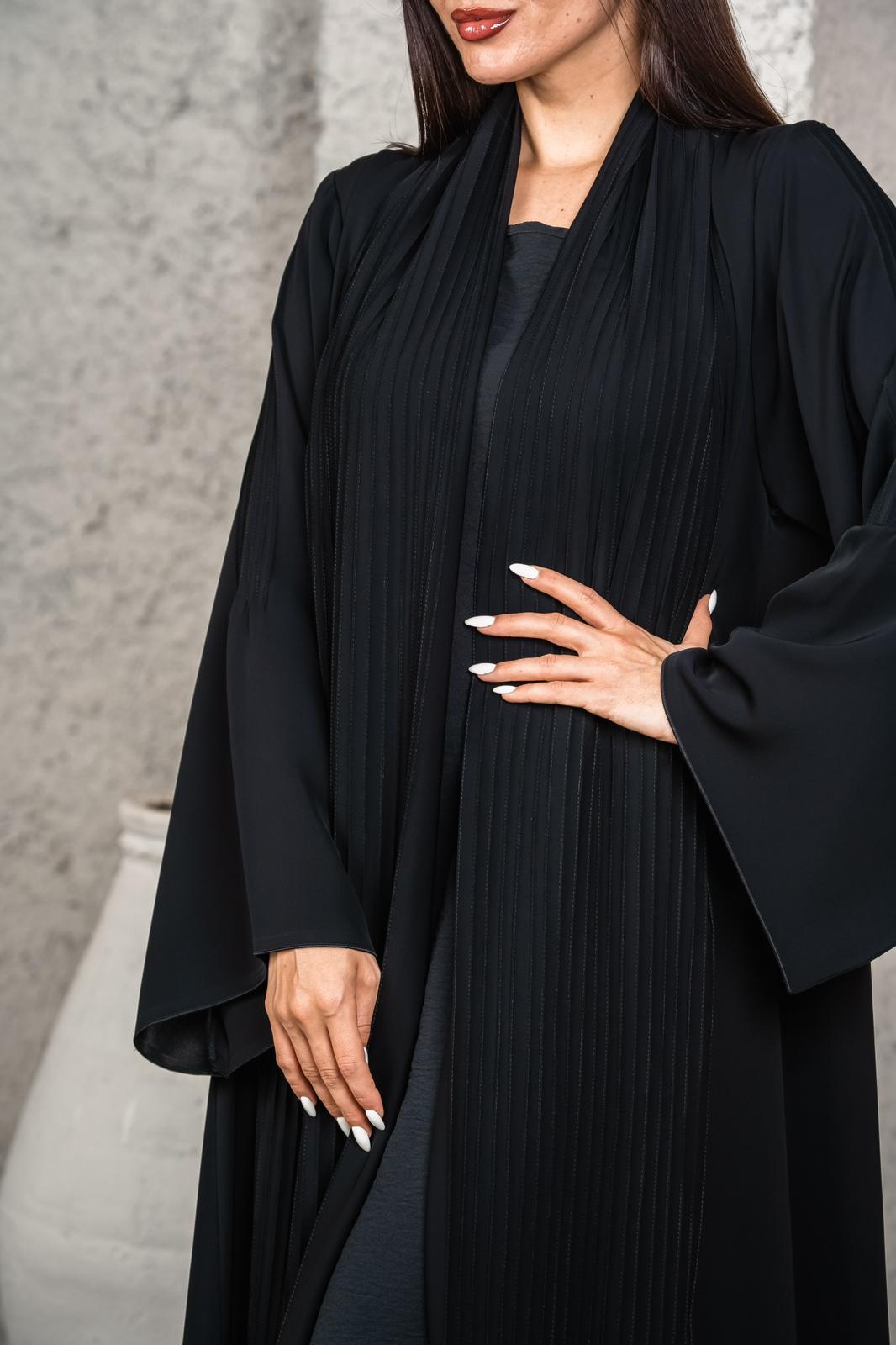 Premium Two Piece Pleated Black Abaya