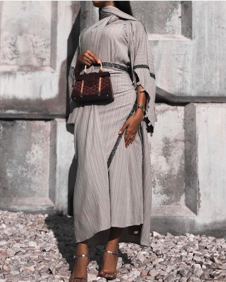 Luxury Nardo Grey Four Piece Abaya