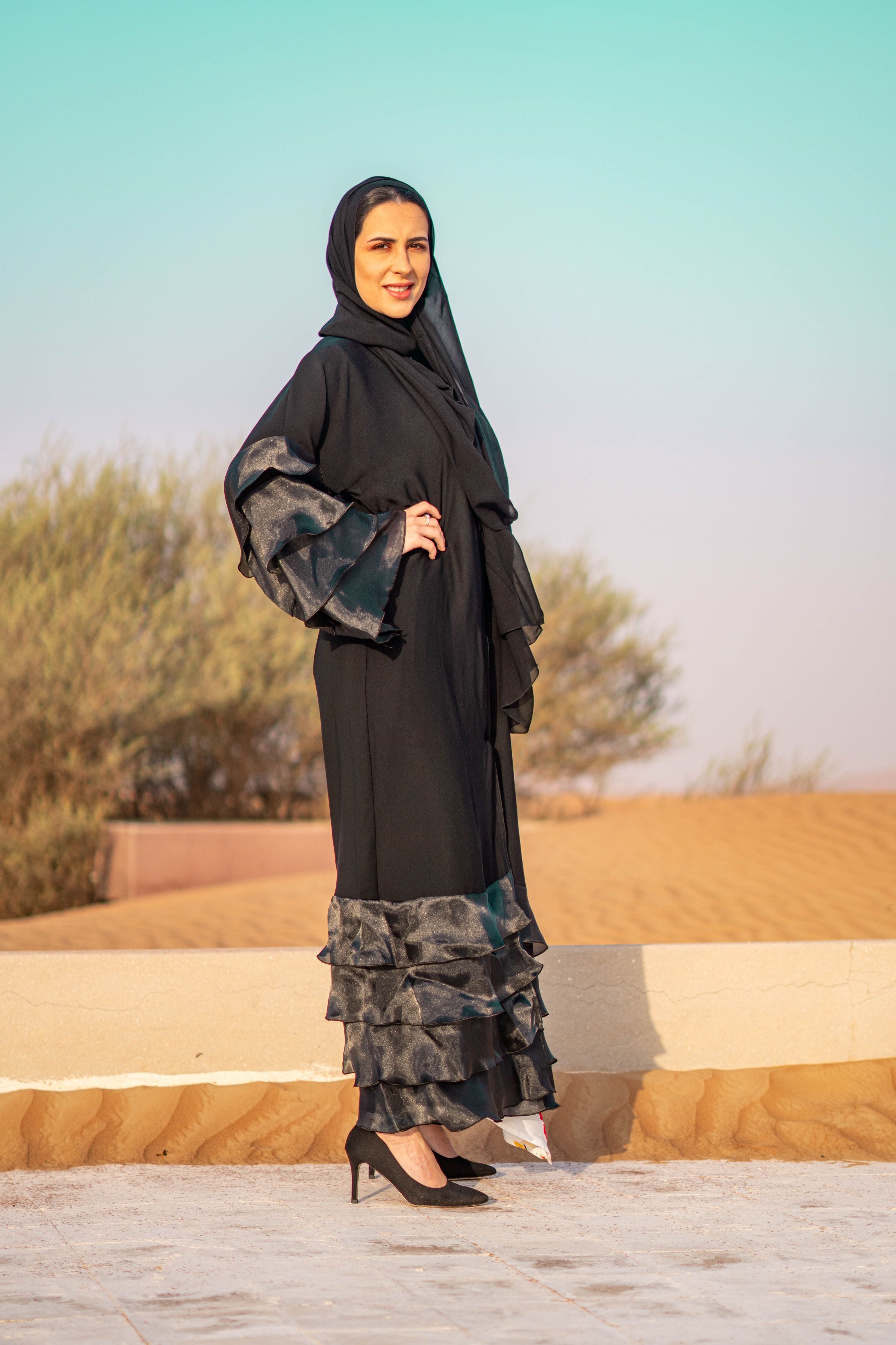 Organza Ruffles Abaya