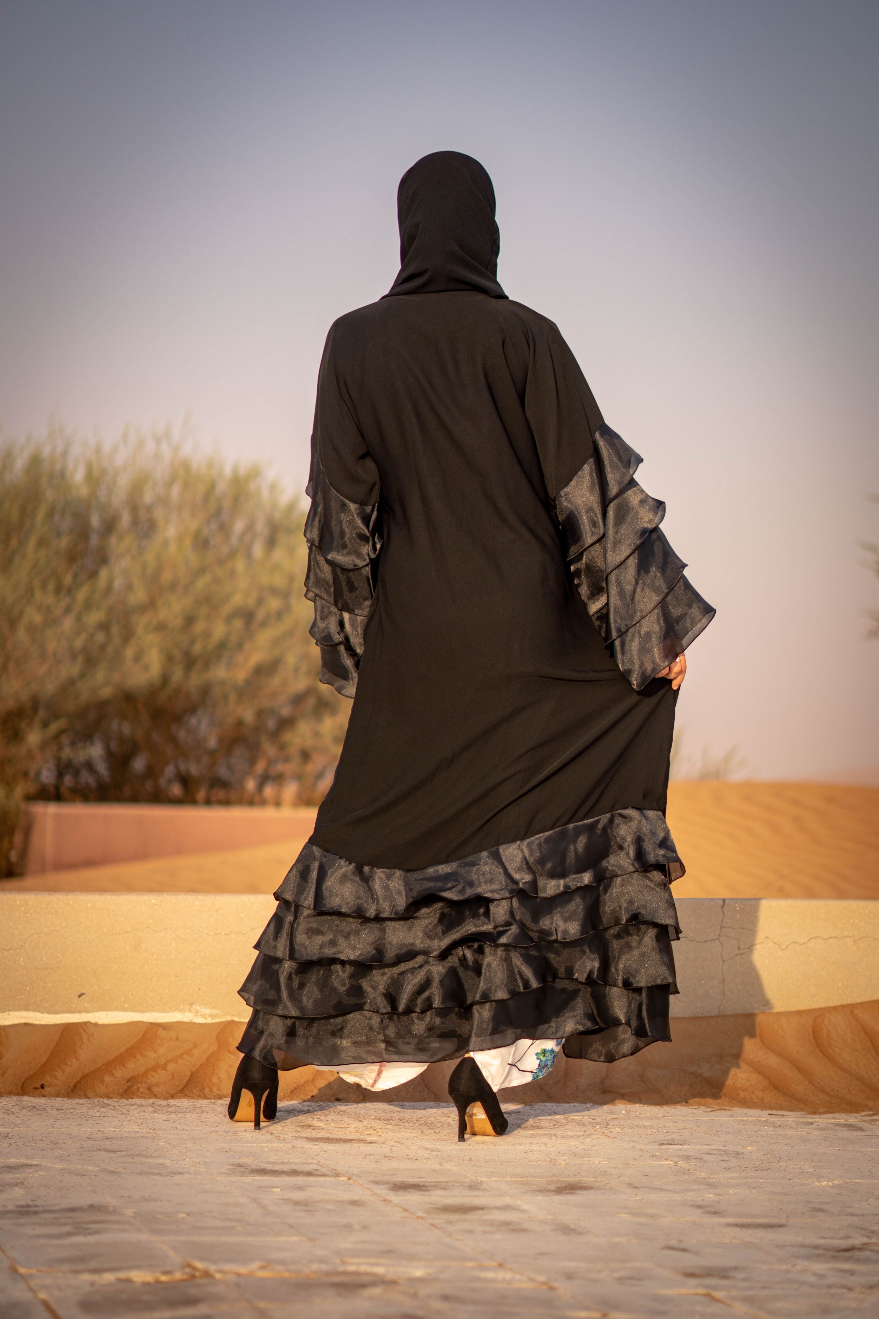 Organza Ruffles Abaya