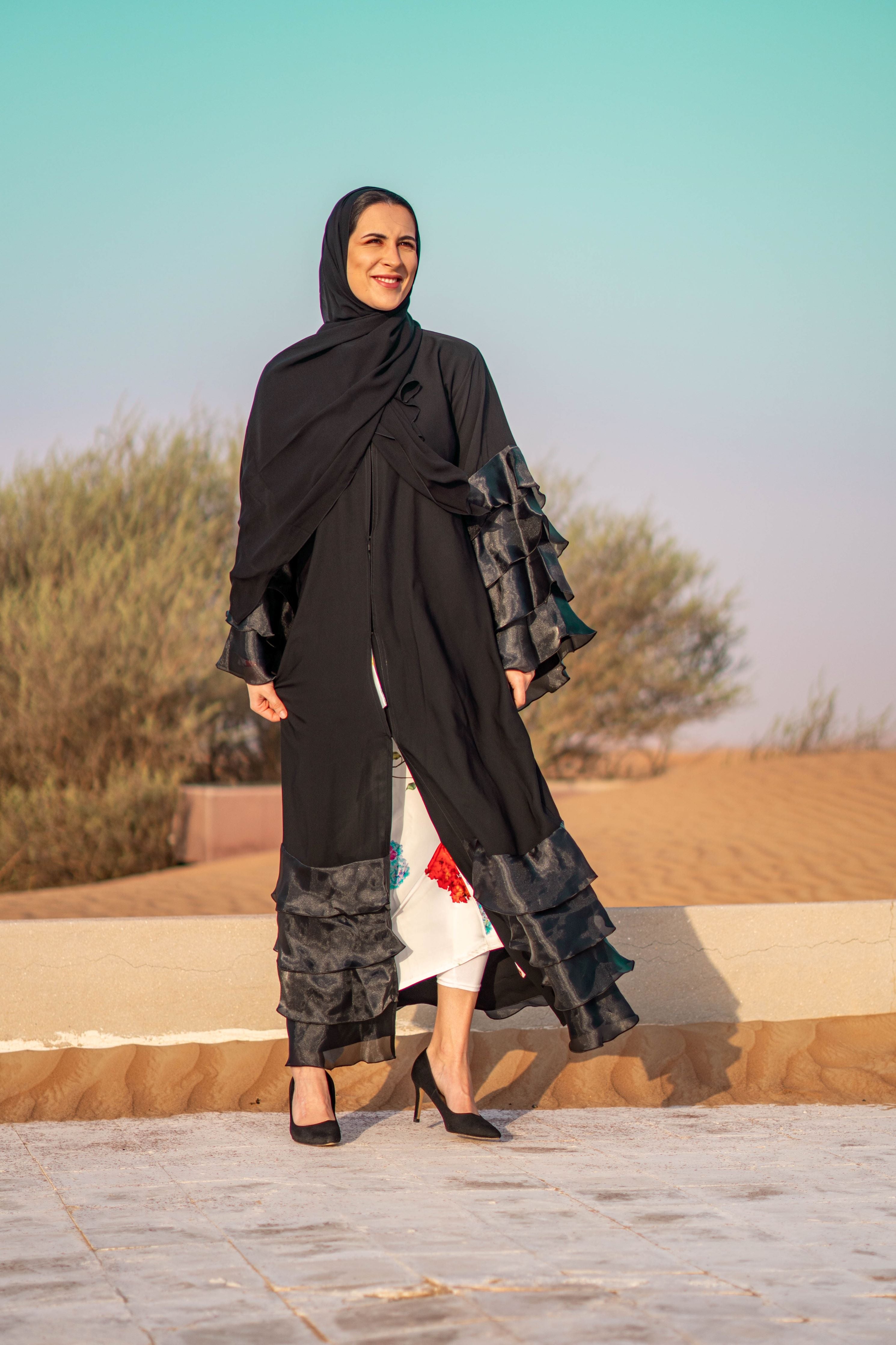 Organza Ruffles Abaya