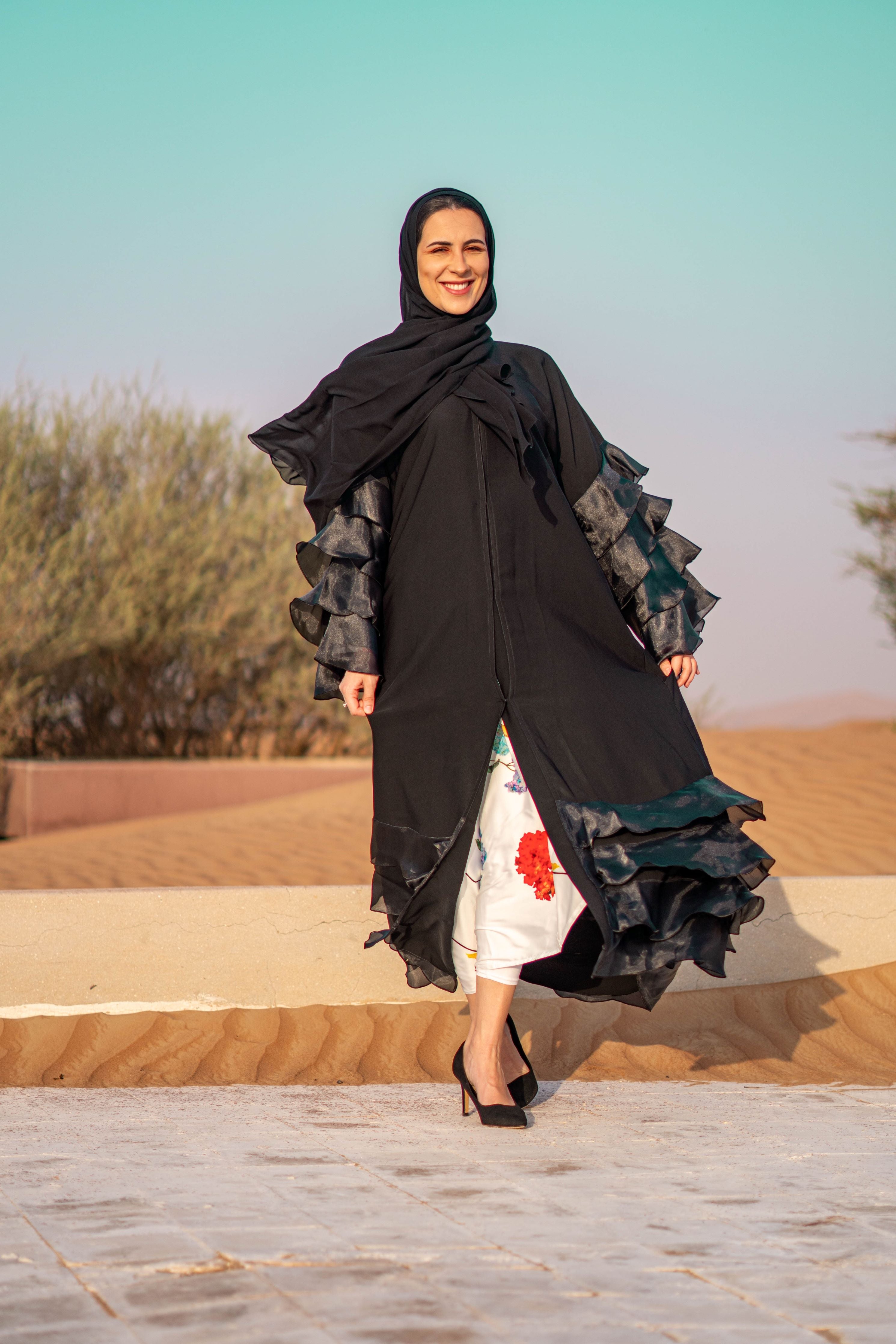 Organza Ruffles Abaya