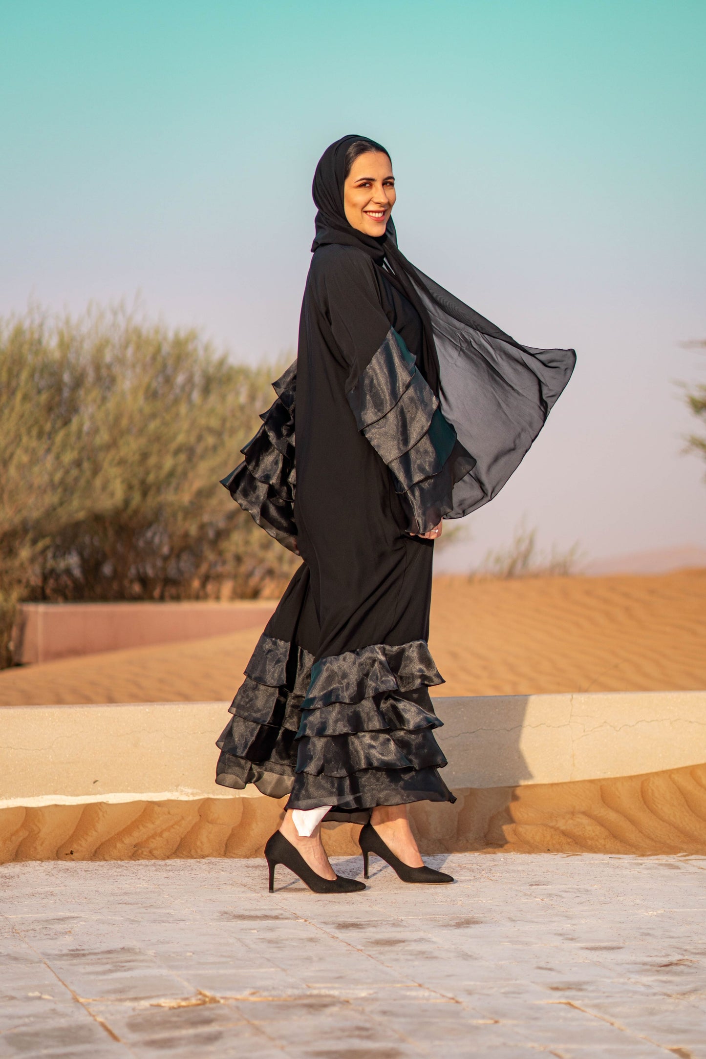 Organza Ruffles Abaya